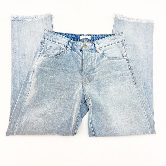 TGLA Light Wash Denim Jeans Raw Hem Straight Leg Button Fly Size 24 - Picture 4 of 8